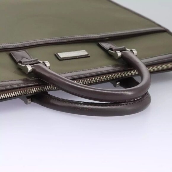 BURBERRY Hand Bag Nylon Leather Khaki Brown Silver Auth - Picture 8 of 16